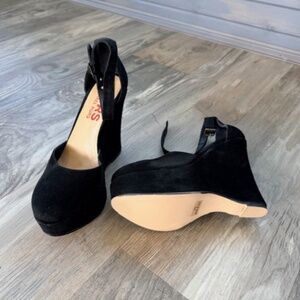 Never worn - Michael Kors 4" Suede Platform Wedge Mary Janes
